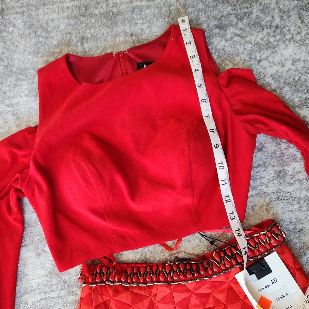 Mac Duggal Red Two Piece Mermaid Gown Size 2 NWT - Picture 7 of 12